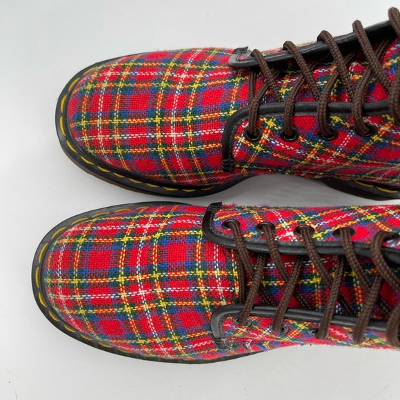 Vintage 80’s Dr Martens Tartan Textile Double Stitched Boots Made England Size 7 - Picture 5 of 16